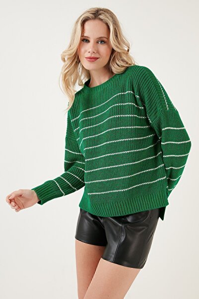 Lela Смугастий светр з довгим коміром та велосипедним коміром KAZAK 4616133