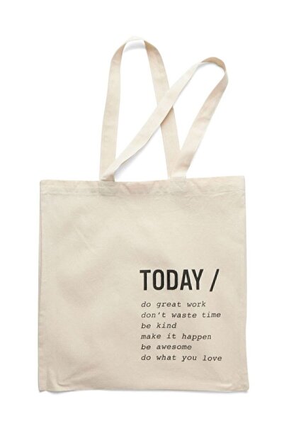 Juzk Solutions Today Baskılı Ham Bez Omuz Çantası