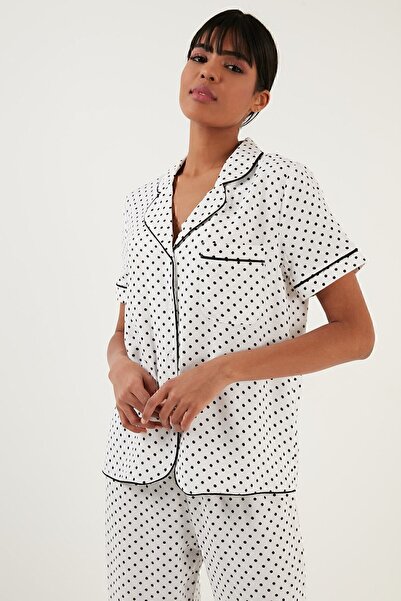 Lela Polka Dot Comfortable Cut Shirt Collar Short Sleeve Pajama Set Pajama Set 6110102
