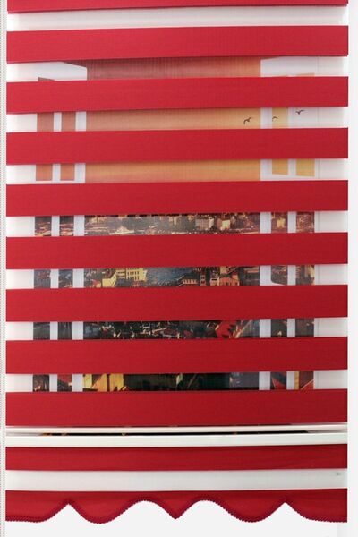 Naza Zebra Perde Bambu Kırmızı Etek Dilimli Perde