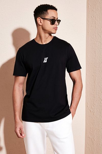 Buratti 100% bumbac, cu decolteu, cu croiala normală, tricou bărbați5902753