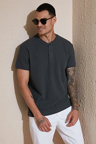 Buratti Pamuklu Relaxed Fit Düğmeli Sıfır Yaka T Shirt Erkek T SHİRT 5902737