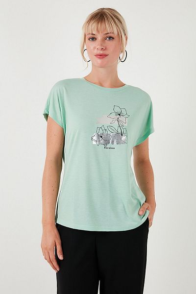 Lela T-Shirt με στάμπα με λαιμόκοψη με κανονική εφαρμογή - T-SHIRT 6671005