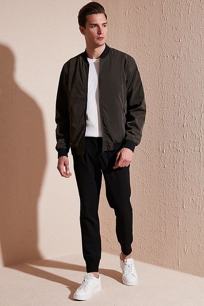 Buratti Slim Fit Zippered College Collar Bomber Thin Coat Ανδρικό παλτό 497teker