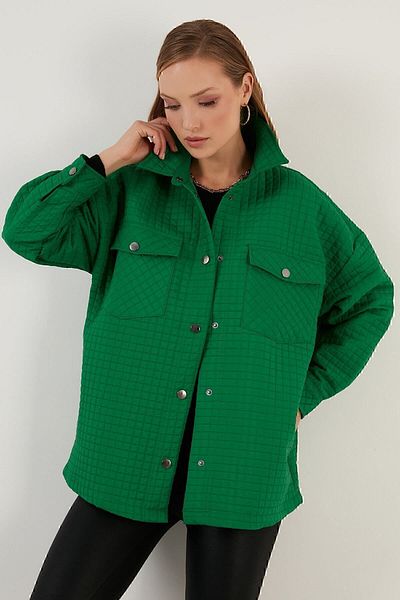 Lela Μπουφάν Oversize Καπιτονέ πουκάμισο με Τσέπες Μπουφάν πουκάμισο 42190505