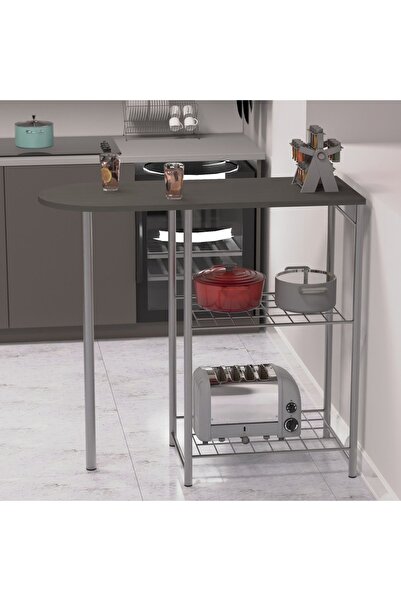 eportatif Mutfak Bar Masa Sandalye Takımı Katlanır Bar Sandalye 2 Kişilik Mutfak Masası Gri 1297