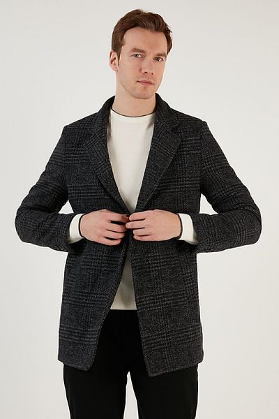 Buratti Ανδρικό παλτό Slim Fit με μονό κουμπί με επένδυση από κασμίρ 5840110 ε