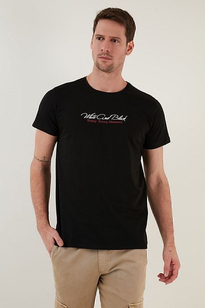 Buratti Tricou Slim Fit, 100% bumbac, cu decolteu rotund, cu imprimeu, Tricou bărbați 541enjoy