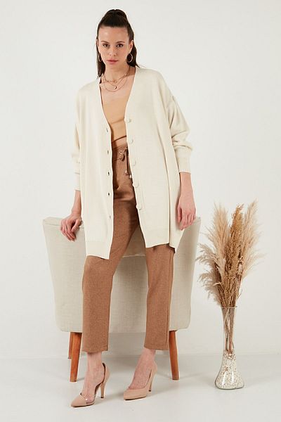 Lela V-neck Knitwear CarDigan - ButtoneD, CarDigan 4616031