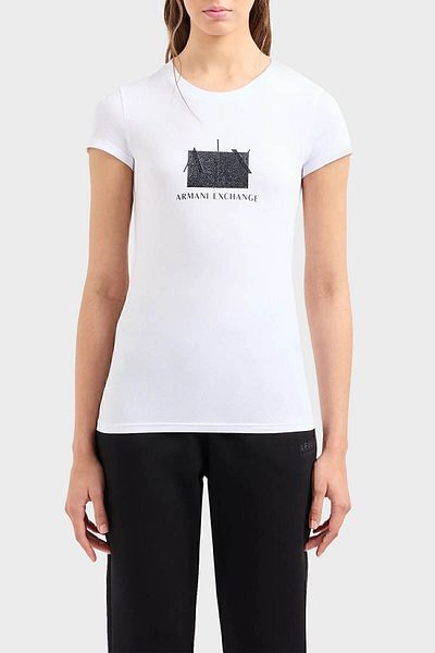 Armani Exchange Tricou din bumbac slim cu decolteu triplu TRIUC 3DYT51 YJETZ 1000