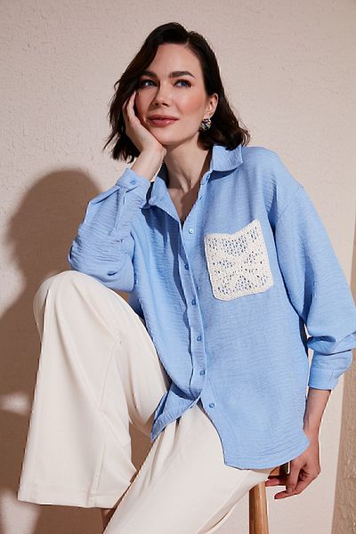 Lela Cămașă de buzunar tricotată cu croială relaxată CAMĂȘĂ67044932S4