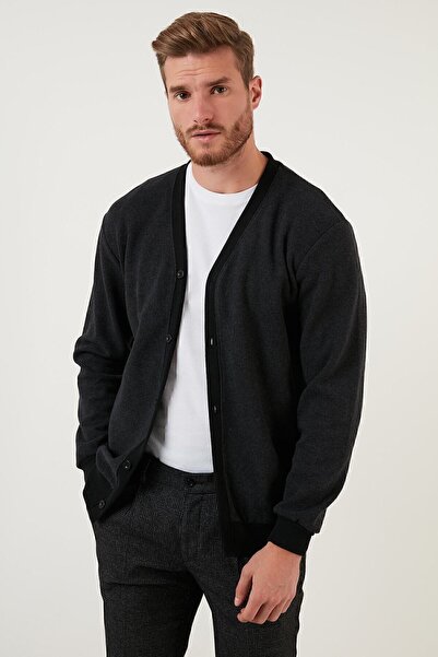 Buratti Cotton Regular Fit Buttoned V-Neck Cardigan Men's Cardigan 456205