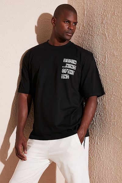 Buratti Tricou 100% bumbac cu imprimeu supradimensionat cu gâtul turnat Tricou bărbați 5902641