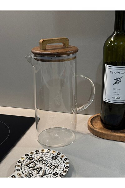 mübish Akasya Borosilikat Cam Sürahi 1360ml