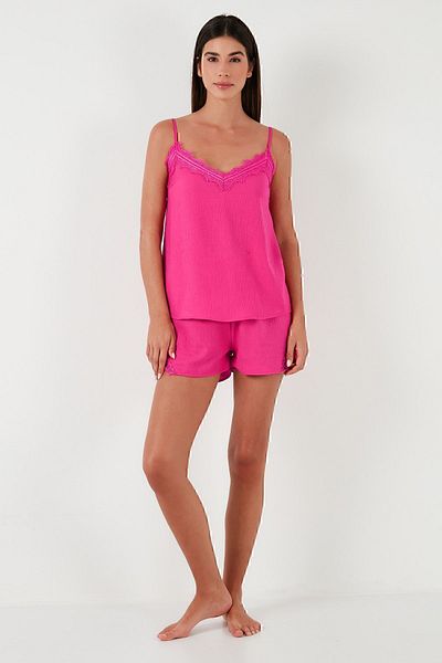 Lela Lace V-Neck Rope Strap Pajama Set with Mini Shorts PYJAMAS SET6110300