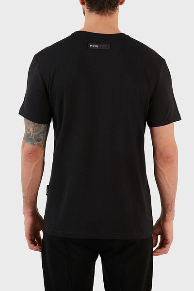 Plein Sport Λογότυπο Crew Neck Βαμβακερό T-shirt Ανδρικό T-shirt TıpS101ıt99