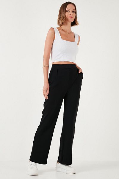 Lela High Waist Wide Leg Regular Fit Trousers - 5861279