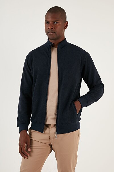 Buratti Бавовняний кардиган з блискавкою, стоячим коміром і кишенями Чоловічий кардиган 456210
