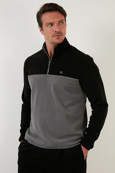 Buratti Regular Fit Zippered Stand Collar Winter Fleece Men's Fleece 5906016