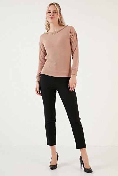 Lela Zincir Detaylı Regular Fit Bisiklet Yaka Esnek Bluz BLUZ 5865347