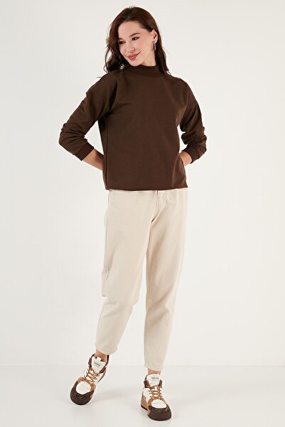 Lela Stand Collar Basic Cotton Knitted Sweat - 5863323