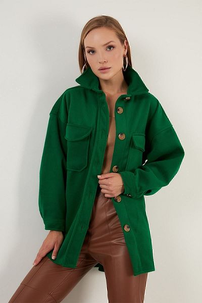 Lela Oversize Χειμερινό Πουκάμισο Μπουφάν Πουκάμισο με Τσέπες 42190456