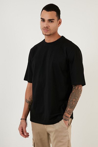 Buratti Tricou de bază cu gât supradimensionat din bumbac Tricou bărbați 5902365