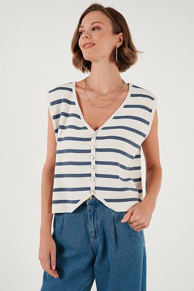 Lela V-Neck Buttoned Knitwear Vest Vest 4616178