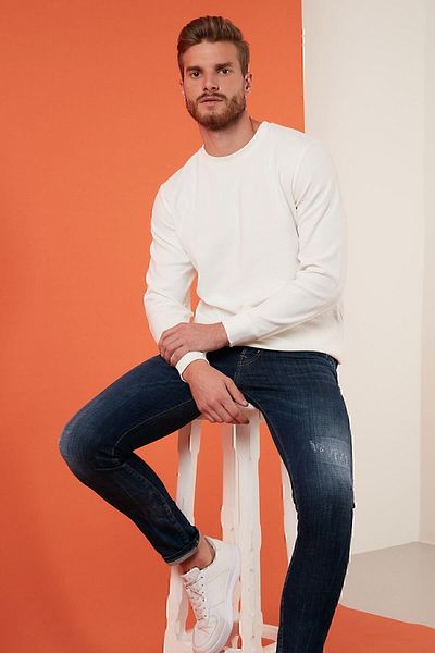Buratti Ανδρικό φούτερ από βαμβακερό λαιμόκοψη Regular Fit 5905313