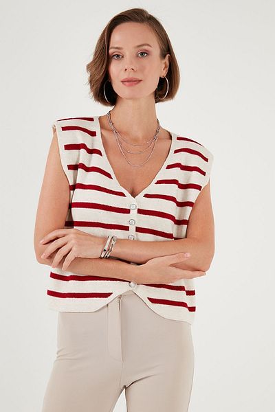 Lela Knitwear V-Neck Vest - Buttoned, Vest 4616178