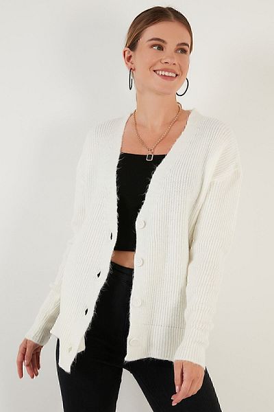 Lela Buttoned V-Neck Knitted Cardigan Women's Cardigan 6310005