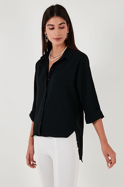 Lela Cămașă cu mânecă trei sferturi, cu spate lung, cu croială relaxată SHIRT67033392S4