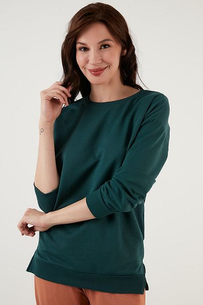Lela Βαμβακερή κανονική εφαρμογή Crew Neck Basic Sweat Sweat 5863569