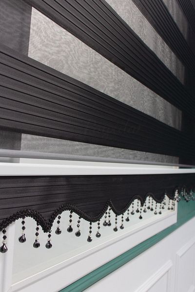 Payidar Zebra Roller Blinds Beaded Pleated Black Modern Curtain