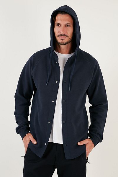 Buratti Ανδρική ζακέτα με βαμβακερή κουκούλα Relaxed Fit Cardigan 5905468