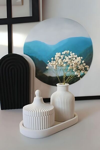 tambana White Presentation Jewelry Plate Decorative Tray Object Set 3 Pieces ...