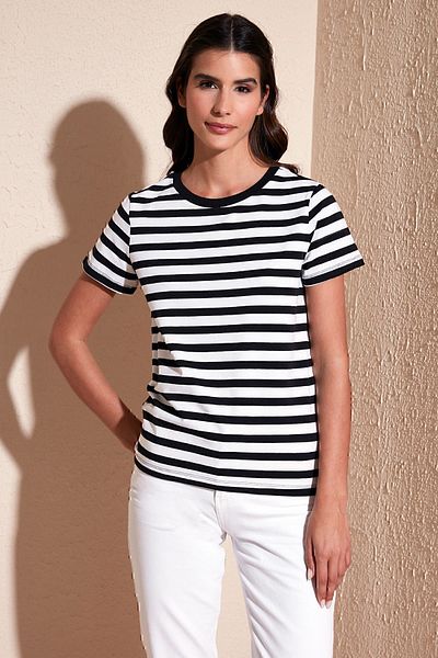 Lela Striped Crew Neck Cotton Regular Fit T Shirt T SHIRT6671008