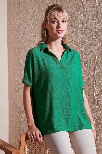 Lela Μπλούζα Polo Neck Relaxed Fit - Κοντό μανίκι, BLUZ 66904862 S4