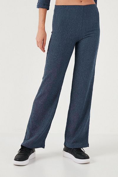 Lela High Waist Wide Leg Slim Fit Textured Trousers - Pants 5865944