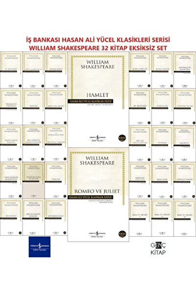 TÜRKİYE İŞ BANKASI KÜLTÜR YAYINLARI Iş Bankası Wıllıam Shakespeare 32 Kitap Set Hasan Ali Yücel Seri Hamlet-romeo Ve Juliet-othello