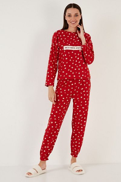Lela Regular Fit Crew Neck Fleece Pajama Set PAJAMA SET 6571007