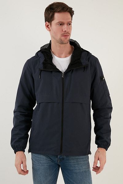 Buratti Hooded Zippered Pocket Coat Men's Coat 571232