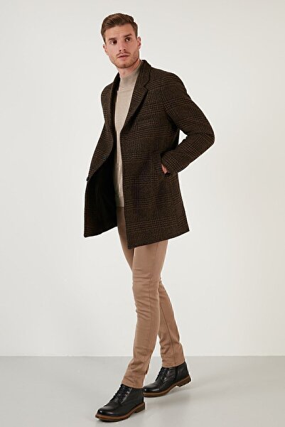 Buratti Slim Fit Single Slit Buttoned Mono Collar Cashmere Coat Men's Coat 58...