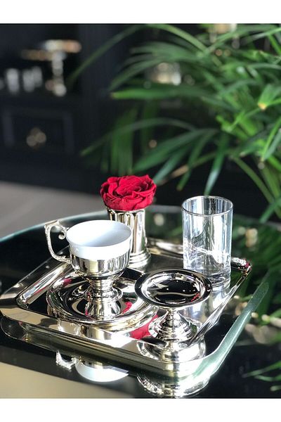 ABROZ HOME DESIGN Silver Plated Square Coffee Tray
