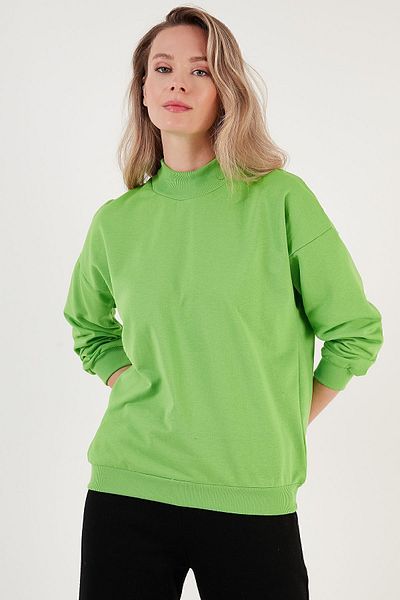Lela Βαμβακερό γιακάς Basic πλεκτό ιδρώτα 5863323