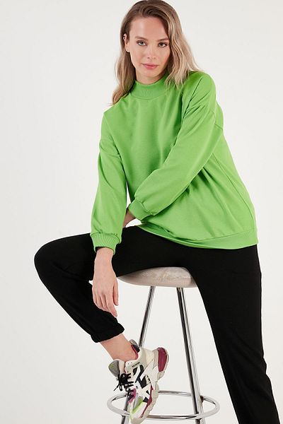 Lela Βαμβακερό γιακάς Basic πλεκτό ιδρώτα 5863323