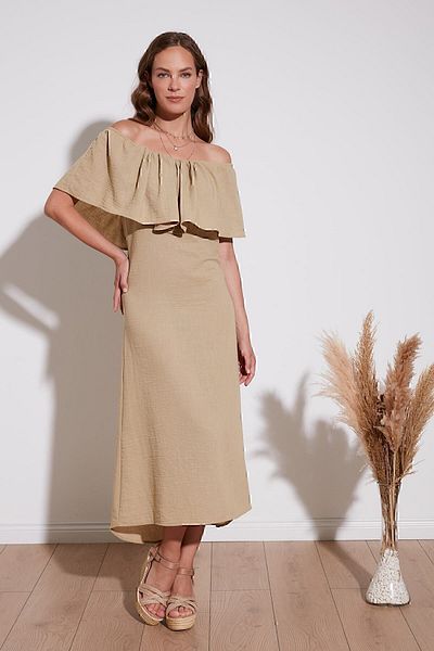 Lela Carmen Collar Flounced Long Dress Women's Dress