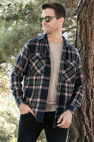 Buratti Мъжка зимна риза Lumberjack с двоен джоб и стандартна кройка, карирана, CF24W127159