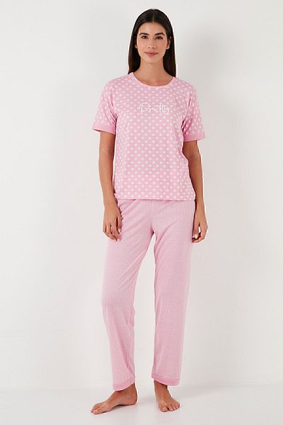 Lela Regular Fit Crew Neck Short Sleeve Pajamas Set PYJAMAS SET65790130