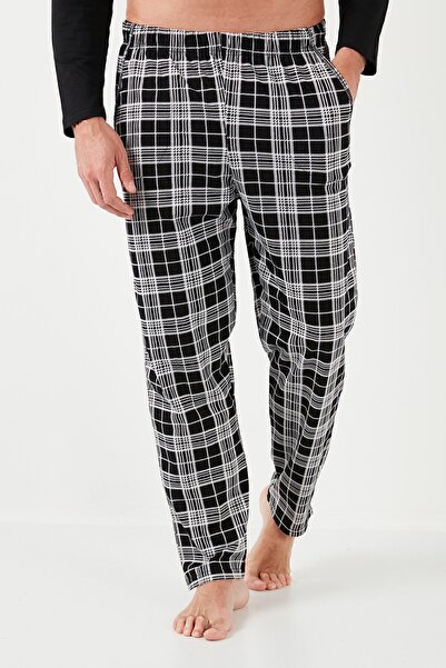 Buratti Ekoseli Pamuklu Beli Lastikli Regular Fit Uzun Kollu Pijama Takımı Erkek PİJAMA TAKIMI 65720